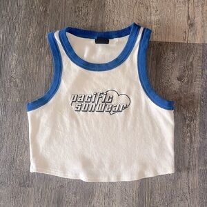 pacsun cropped ribbed tank w/ logo